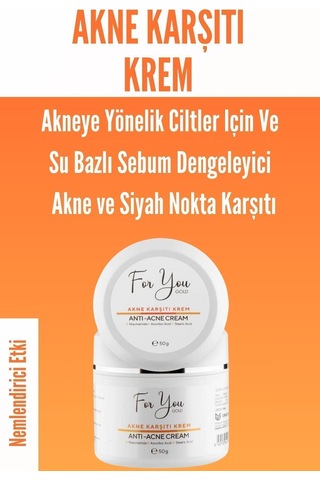 Akne Karşıtı Krem, Akneye Yönelik Ciltler Için Ve Su Bazlı Sebum Dengeleyici Bakım Kremi 50gr