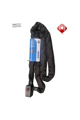 Caretech CT‑774 Zincir Kilidi 10mm Motosiklet/Bisiklet Çelik Alarmlı Kılıflı 1.8mt ART 4 Yıldız Sertifikası