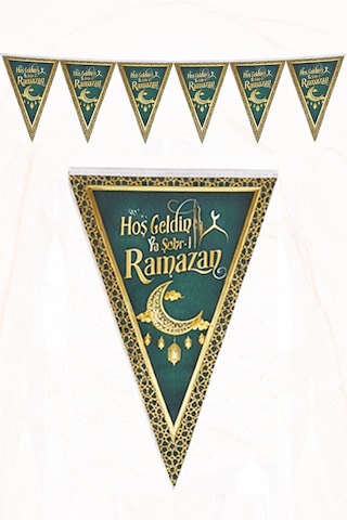 2li Ramazan Flama Seti: Hoşgeldin + İyi Bayramlar Bayrak Süs Şeker Bayramı Banner Dini İslami Süs