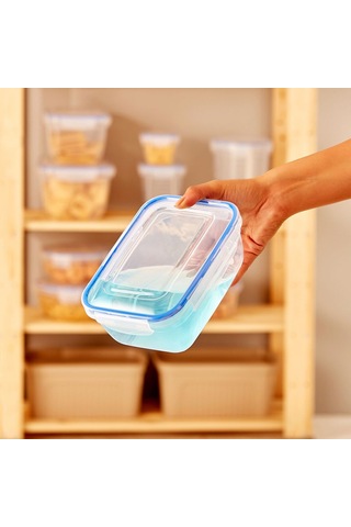 Dünya Dp-30112-102 Dikdörtgen Saklama Kabı 800 Ml - Contalı Sızdırmaz Şeffaf Beyaz- 12'li Paket