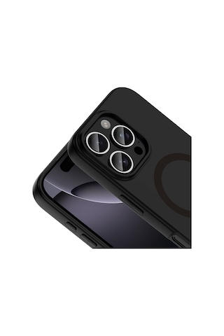 Apple iPhone Uyumlu 16 Pro Max Kılıf M-safe Şarj Özellikli Zore Aris Silikon Kapak - Siyah