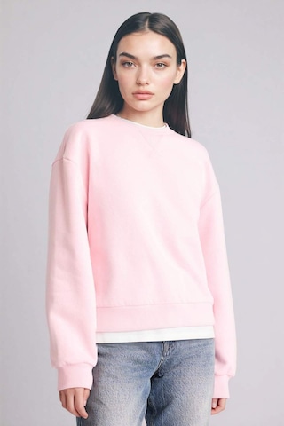 Defacto Relax Fıt Basıc Düz Kalın Sweatshirt Kumaşı Sweatshirt H2149ax25wnpn38 Pembe-pn38