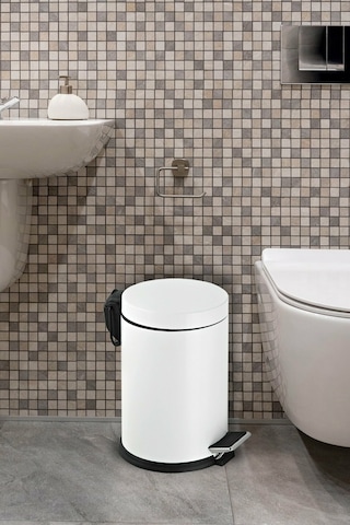 16 Litre Paslanmaz Pedallı Beyaz Çöp Kovası Ev Ofis Banyo Mutfak Beyaz