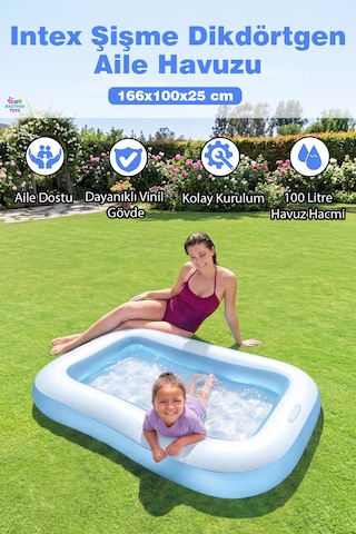 Intex Dikdörtgen Havuz Şişme Tabanlı 166x100x25