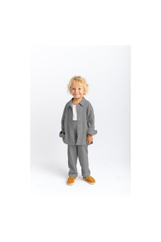Oliventhekid Unisex Balon Pantolon Gömlek Takım Gri Gri
