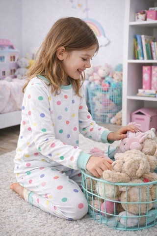 Kız Çocuk Renk Paleti Desenli 8 - 13 Yaş Pijama Takımı Beyaz