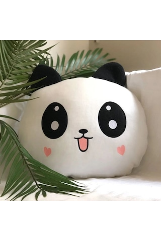 Peluş Panda Tasarımlı Yastık Beyaz
