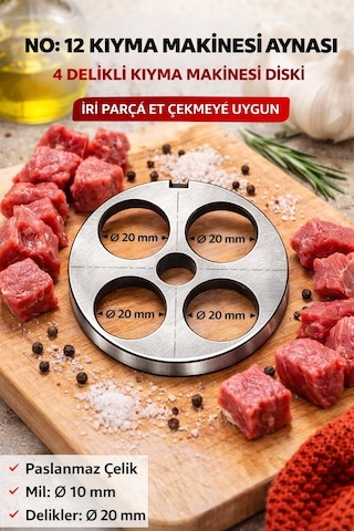 Kıyma Makinesi Kuşbaşı Aynası No 12 / 20 Mm Süzgeç