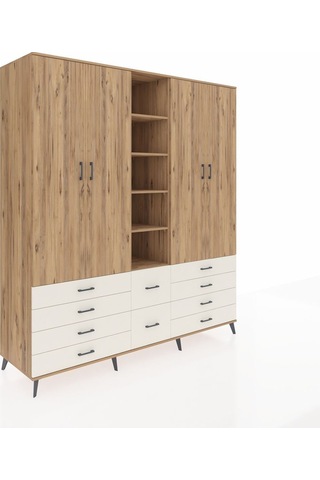 Kronos Dolap 9 Raflı 10 Çekmeceli 2 Askılı 220x59x243 Çam-çam/aytaşı Atlas Çam/aytası