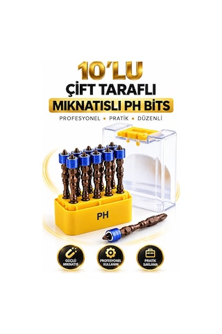 Vida Sıkma Ucu 10 Adet Çift Yönlü Mıknatıslı Yıldız Bits