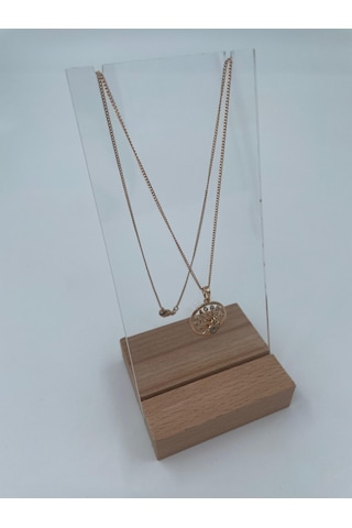 Xbaby İnce Zincirli Kalpli Rose Gold Hayat Ağacı Kolye Altın - Gümüş