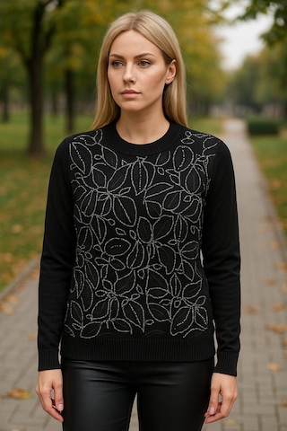 Ayda Taş Detaylı Triko Bluz Siyah - 783761444 Siyah
