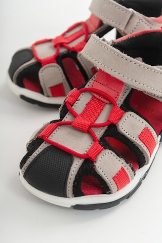Mnpc Unisex Gri-Kırmızı Deri Ortopedik Outdoor Çocuk Sandale (531051759) Çok Renkli