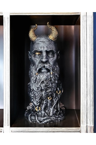 İskandinav Mitolojisi Bilge Büstü - 15 Cm El Boyaması Özel Tasarım Reçine Figür - Viking Temalı Koleksiyonluk M Diğer