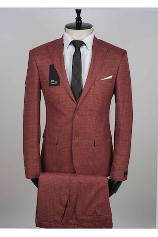 Jan Carlucci Yelekli Slimfit Drop 6 Takım Elbise (550421564) Bordo