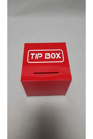 Kilitli Pleksi Masa Üstü Tip Box Bahşiş Kutusu Kırmızı 14x14xh13 Cm 1