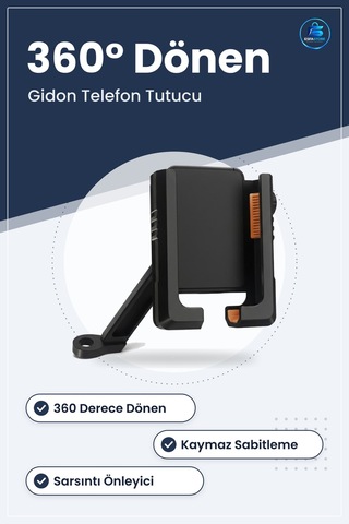 Motosiklet Gidon Telefon Tutucu Döner Kaymaz Sabitleme Sistemli S
