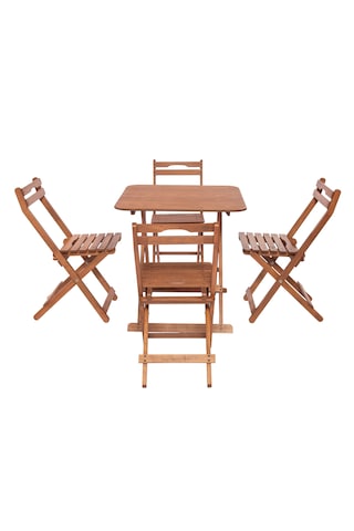 Modermo 4 Kişilik Katlanır Sandalyeli Oturma Grubu - 70x70 Cm Grup B Ceviz