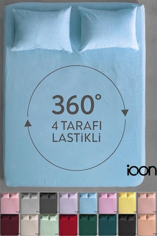 İqon Ranforce Dokuma Lastikli Çarşaf Takımı Tek Kişilik - 21 Renk Turkuaz