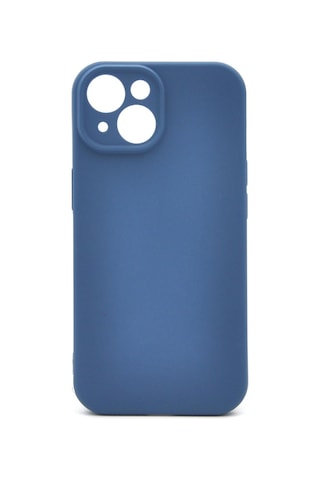 Apple Uyumlu iPhone 15 Düz Renk Esnek Yumuşak Silikon Kılıf Rubber İndigo Mavi