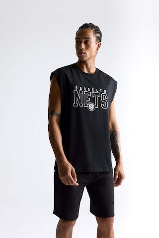 Defacto Pamuk Defactofit Nba Brooklyn Nets Oversize Geniş Kalıp Bisiklet Yaka Atlet E7284ax25aubk81 SIYAH