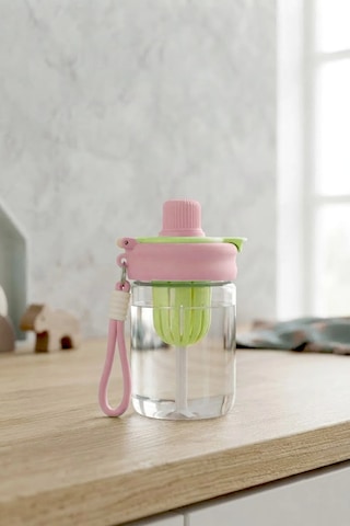 Askılı Pipetli Sızdırmaz Meyve Hazneli Suluk 600 Ml Pembe