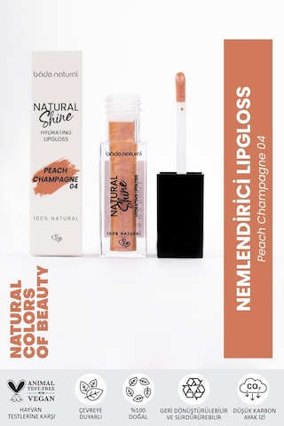 Bade Natural Nemlendirici Lipgloss Peach Champagne 04 Dudak Parlatıcısı %100 Doğal