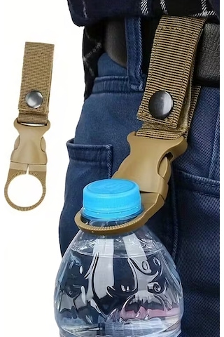 Technostation Kampçı Balıkçı Outdoor Pet Şişe Taşıma Aparatı Sağlam Kemere Takılan Su Şişe Taşıma Aparatı Kahverengi