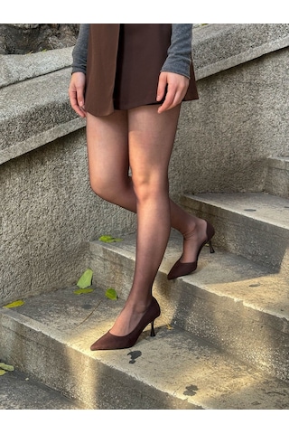 Ervanın Butiği Kahve Süet Vary Topuklu Kadın Stiletto-5985