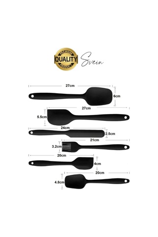 6 Parça Silikon Spatula Fırça Kaşık Bıçak Yemek Hazırlık Pasta Mutfak Seti Yanmaz Yapışmaz Siyah Çok Renkli