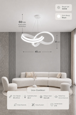 Arona Led Sarkıt Avize Beyaz Işık