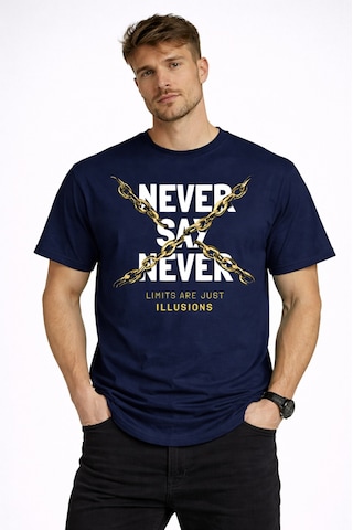 Herkesemoda Never Say Detaylı Basic T-shirt Lacivert