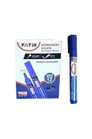 Fatih Doldurulabilir Mavi Renk Marker Koli Kalemi Kesik Uç 4.5mm 12'li Paket Çok Renkli