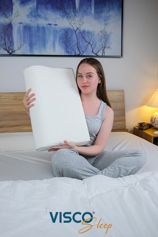 Visco Yastık Aylona Ortopedik Yastık Viskon Kılıflı 55x35x11-7 Cm