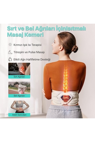 Skg W9 Pro Tens-Ems Bel Ve Sırt Masaj Aleti, Isı Terapisi-Termoterapi, Fototerapi Bel Kemeri Krem