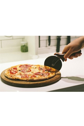 Reyo Home Paslanmaz Çelik Profesyonel Pizza/börek Bıçağı - Ahşap Saplı Gri