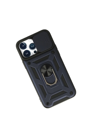 Newface - 47 - iPhone Uyumlu 13 Pro Kılıf Pars Lens Yüzüklü Silikon - Csmo-tex - - Lacivert