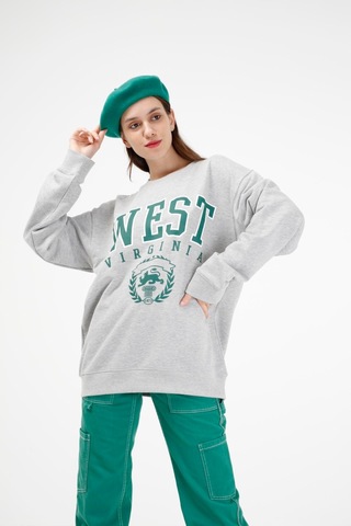 Brz Collection Unisex Oversize West Virginia Sweatshirt Gri