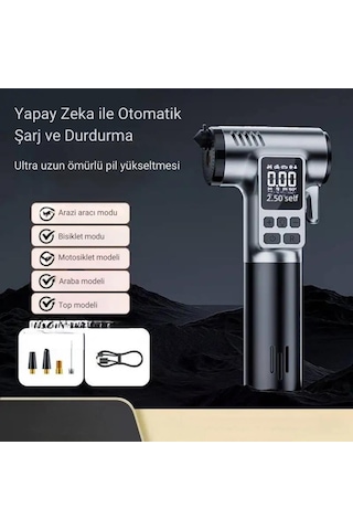 Coofbe 4in1 150psı 4000mah Şarjlı Araç Lastik Şişirme Pompası+emniyet Kemer Kesici+cam Kırıcı+led Işıklı