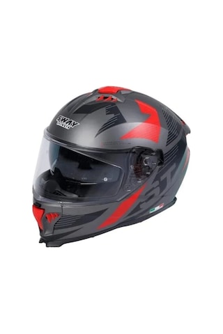Sway Sw 865 St Kapalı Kask Gri - Kırmızı
