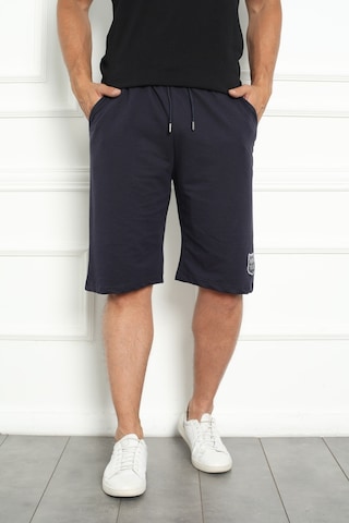 Erkek Şort Bermuda Kurt Armalı Beli Bağcıklı İpli Cepli Büyük Beden Geniş Beden Aralığı Laci Nıc1067 R12 Lacivert