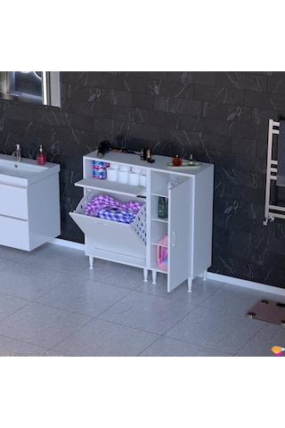 Modilayn Yenice 90x97x32, 5 Cm 3 Raflı Ve 3 Sepetli Dolap İle Çamaşırlarınız Artık Daha Düzenli Beyaz