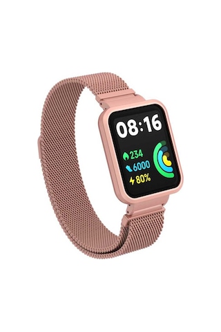Xiaomi Redmi Watch 2 Lite Uyumlu Krd-58 Metal Kordon Aini Pembe Açık