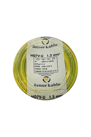 Öznur 1,5 Mm Nya Kablo - 100 Metre Sarı Yeşil
