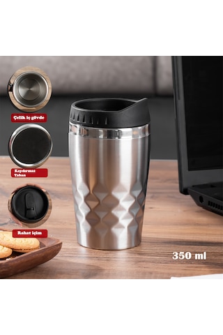 Porsima 05554 Paslanmaz Çelik Termos Kupa Termos Bardak 350ml Güm