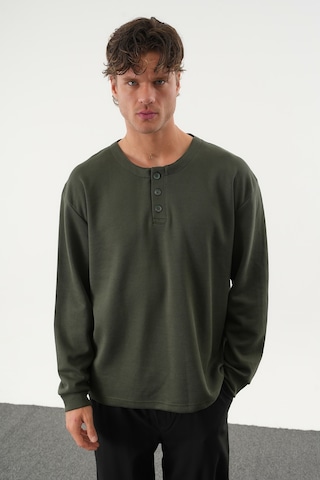Redline Taren Oversize Erkek Kışlık Düğmeli Sweatshirt Haki