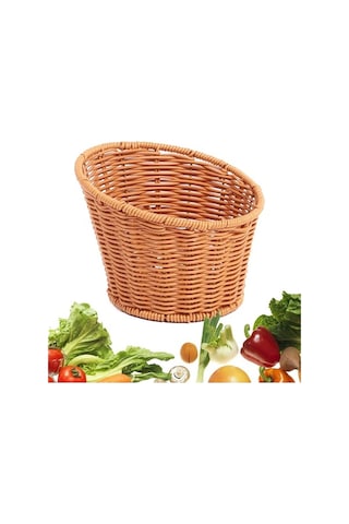 Trendooze Dokuma Yuvarlak Sepet, Kahverengi, 13.5x10.5x8cm, Pratik Baskı Kahverengi