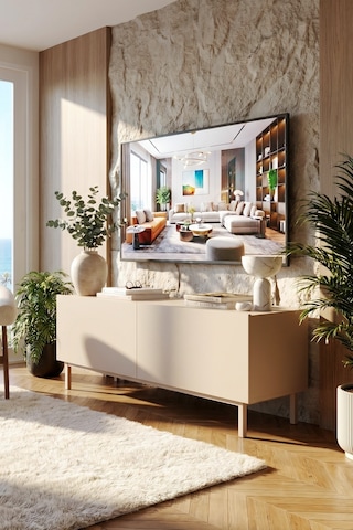 Coast Tv Ünitesi Sehpası 2 Kapaklı Ahşap Ayaklı 120cm Kumsal Co3-co Bej