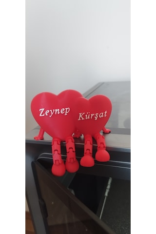 İsim Baskılı Ayaklı Kalp Kişiye Özel İsim Baskılı Dekoratif Hediyelik 3d Baskı Pla Hammadde Adet-Çiftli