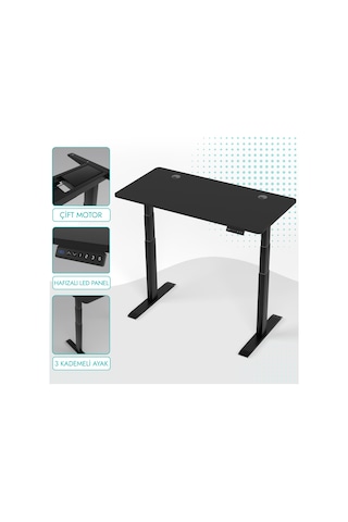 Karr Office O-Flex O2S6 Duo Çift Motorlu Elektrikli Yükseklik Ayarlı Masa - 160X80 - Siyah/S Siyah